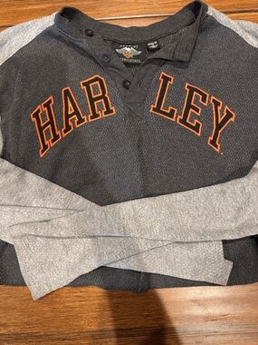 Harley-Davidson Black & Gray Long-Sleeve Pullover with Orange Logo